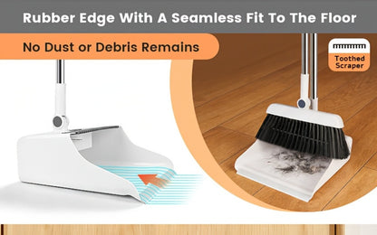 Broom and Dustpan Set with Long Handle - 2-in-1 3-in-1 4-in-1 Foldable Broom Dustpan Combo with Floor Brush for Home Office Dorm Room