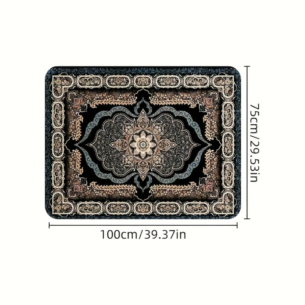 Car Trunk Liner Non-Slip Cargo Mat – Soft Dustproof Machine Washable Auto Trunk Protector with Elegant Black & Gold Intricate Pattern
