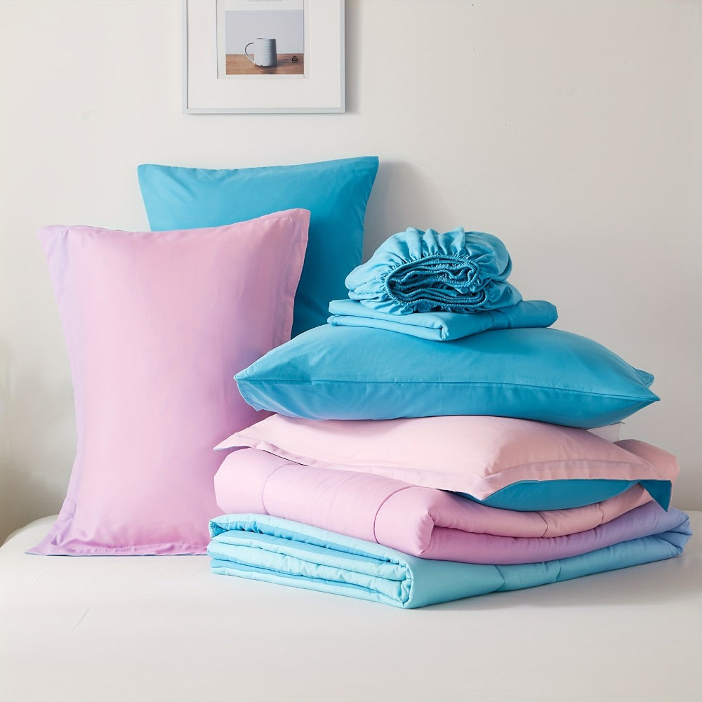 Rainbow Ombre 5- or 7-Piece Bed-in-a-Bag Set in Pink with Twin, Full, Queen and King Sizes