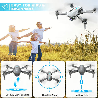 Foldable HD Camera Drone Free Storage Bag USB-C Charging 3D Flips Single or Dual Camera Built-in Screen Remote