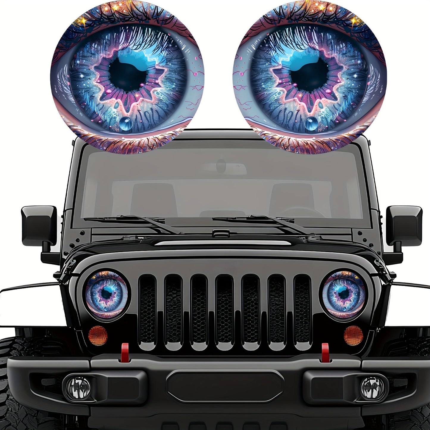 3D Beast Eye Headlight Stickers – Funny Car Headlight Decals for Jeep Round Headlights, Truck Body, Bumper & Window Decoration