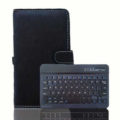 Foldable Bluetooth Keyboard Full Size Wireless Portable with PU Leather, Compact Folding Design for iPhone iPad Android Tablets Laptops