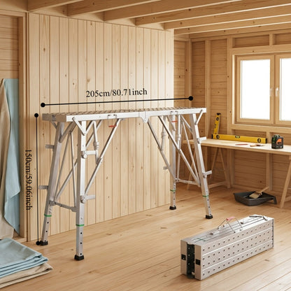 Folding Work Platform Scaffold Portable Adjustable Height Ladder Stool for Entryways, Bedrooms and Living Spaces