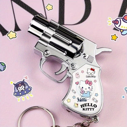 Cute Cartoon Lighter with Keychain, Sanrio Hello Kitty & Kuromi Mini Windproof Flame Lighter, Portable Blue Fire Lighter for Cigarettes