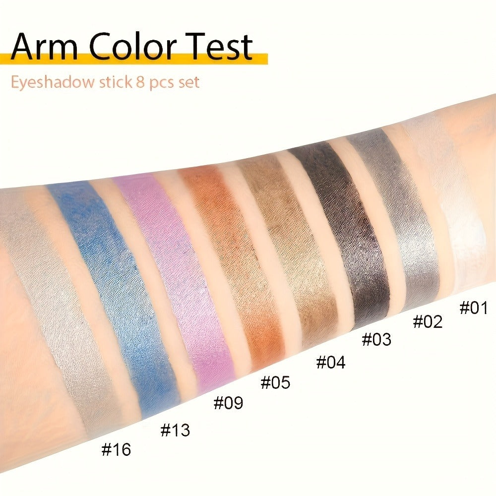 Gel Eyeshadow Stick Pencil Set 16 Colors Pearl Shimmer Matte Blendable Eye Makeup Crayons, for Makeup, Travel and Everyday Vanity Use