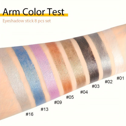 Gel Eyeshadow Stick Pencil Set 16 Colors Pearl Shimmer Matte Blendable Eye Makeup Crayons, for Makeup, Travel and Everyday Vanity Use