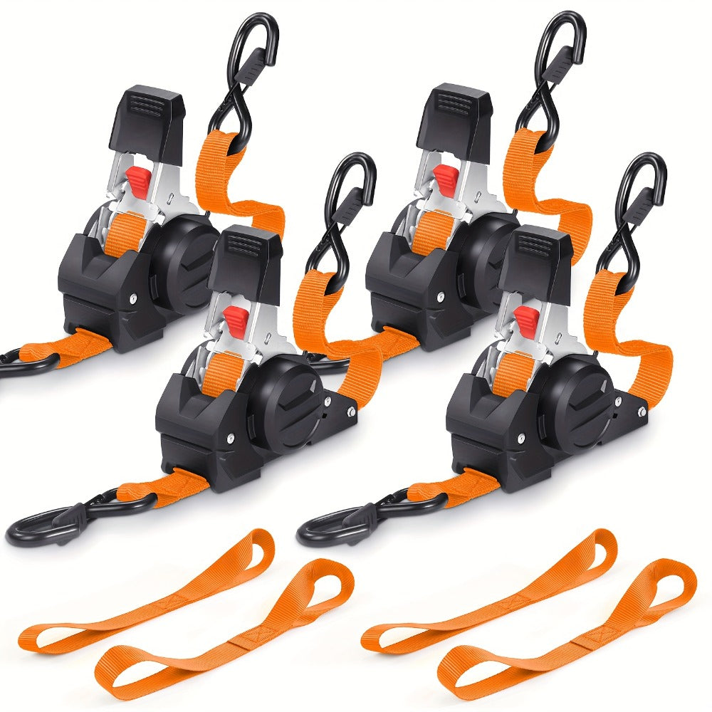 Retractable Ratchet Straps with Extension Strap for Entryways, Bedrooms and Living Spaces, with Listed Configuration