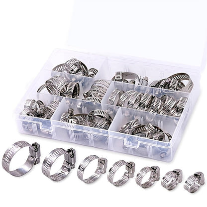 Stainless Steel Hose Clamps 100-Pack Assortment Kit – Multiple Universal Sizes Adjustable Hose, for Home Plumbing Maintenance and Repair