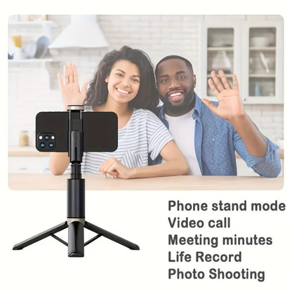 66.9-Inch Selfie Stick Tripod with Telescoping Silver Pole, Wide Black Floor Base and Remote