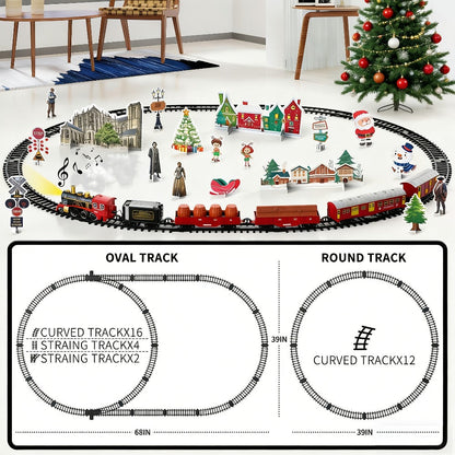 Christmas Train Set for Kids, 43PCS Electric Train Toy with Smoke, Lights & Sound, 6 Cars & 28 Tracks