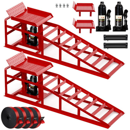 Hydraulic Car Ramps 2-Pack 10000 LB Heavy Duty Vehicle Lift Ramp Adjustable Height 9.84-14.96 Inch for Oil Change Undercarriage Repair Home