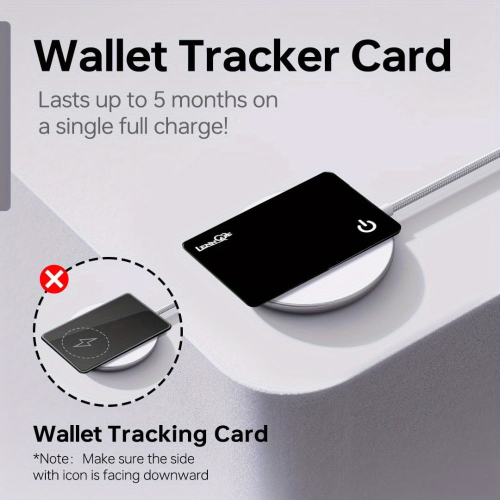GPS Tracking Card No Subscription Real-Time Locator – Apple Find My Compatible (iOS) Global Coverage Hidden Tracker for Wallet Car Bag
