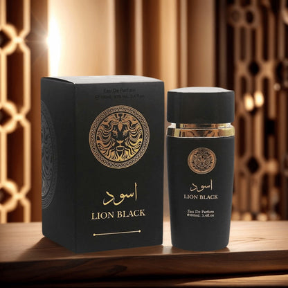 Oriental Perfume for Men Eau de Parfum 3.4oz Lion Black Arabian EDP Spray Long Lasting Bold Masculine Fragrance Oud Inspired Dates Daily