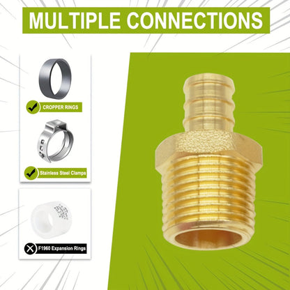 Brass PEX Crimp Adapters 20pcs – 10pcs 1/2" PEX x 1/2" Male NPT & 10pcs 1/2" PEX x 1/2" Female NPT Threaded Adapter