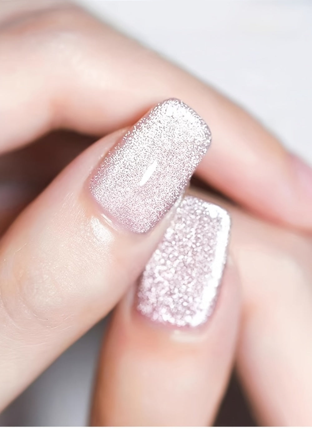 White Glitter Cat Eye Gel Polish Set 2pc Sparkling Magnetic with Stick Included | Soak Off UV LED 0.51oz Each Semi-Permanent 3D Nail Art |