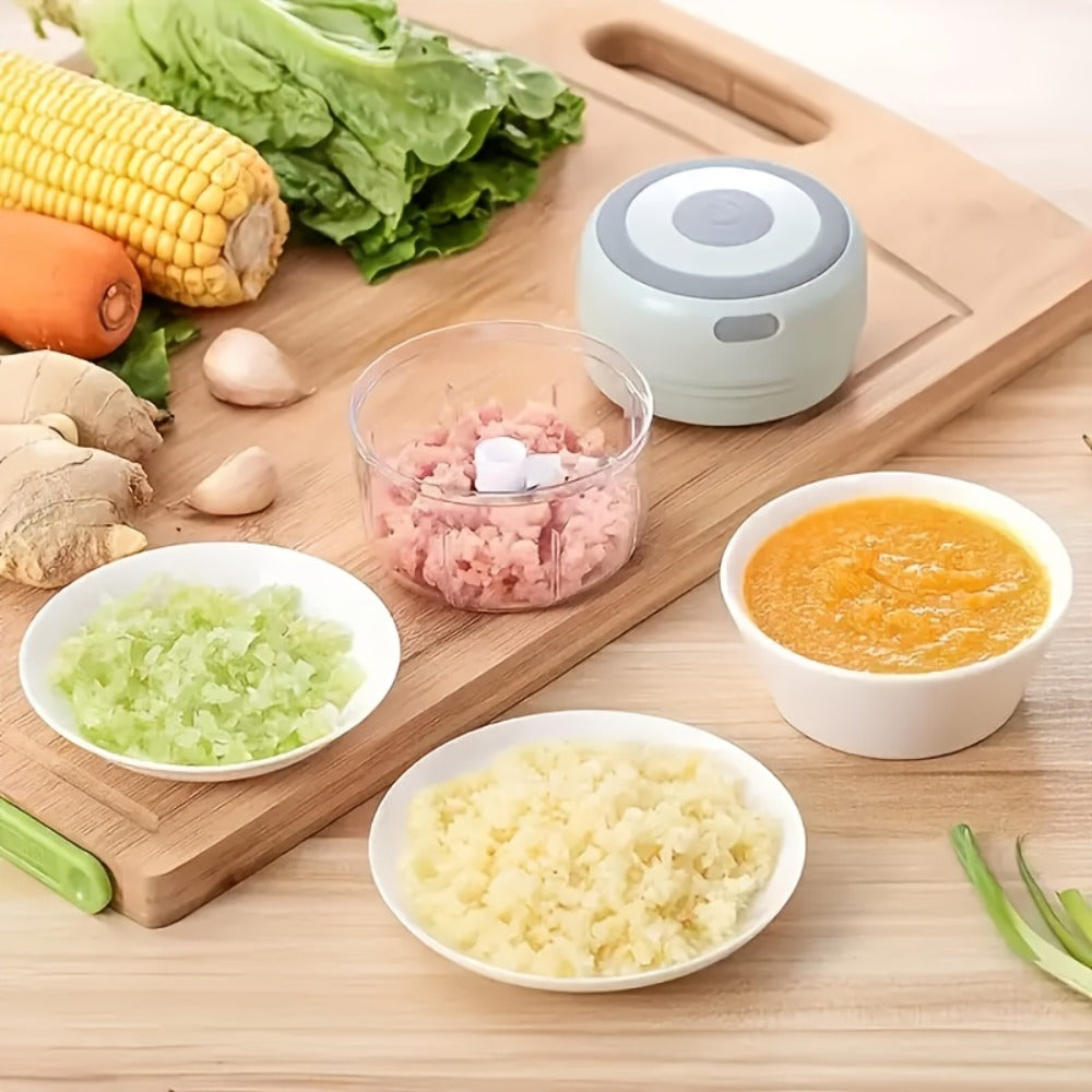 Electric Garlic Chopper & Mini Food Processor, Rechargeable USB Portable Garlic Mincer with 2-Cup Container