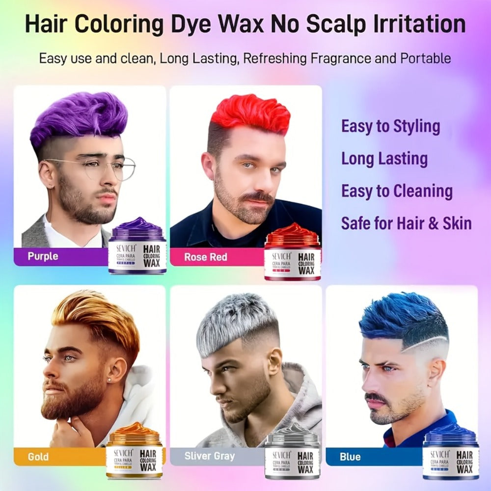 Instant Color Hair Wax 10 Shades – Temporary Hair Dye Wax Strong Hold Styling for Parties, Cosplay, Festivals & Halloween, Easy Wash Out