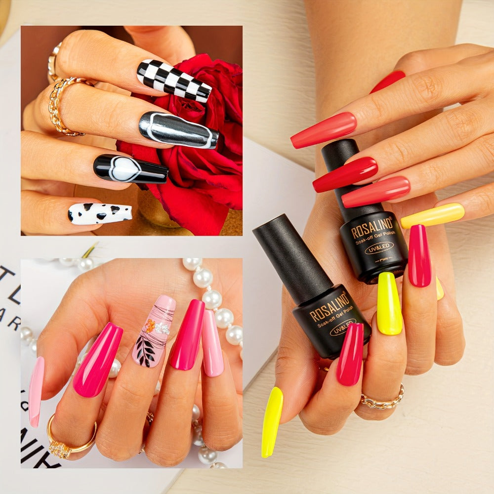 Gel Nail Polish Set with ROSALIND Label, 92 Colors Plus 8 Base and Top Products, 100 Pieces