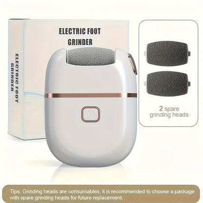 Callus Remover for Feet Electric Rechargeable Foot Grinder with 3 Grinding Heads & 2 Speed Settings – USB Portable Pedicure Tool for Cracked