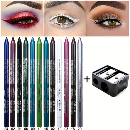 Waterproof Eyeliner Pencil Set 12 Colors with Sharpener Long Lasting Multicolor Eye Liner Kit for Daily Wear Stage Cosplay Festival Party