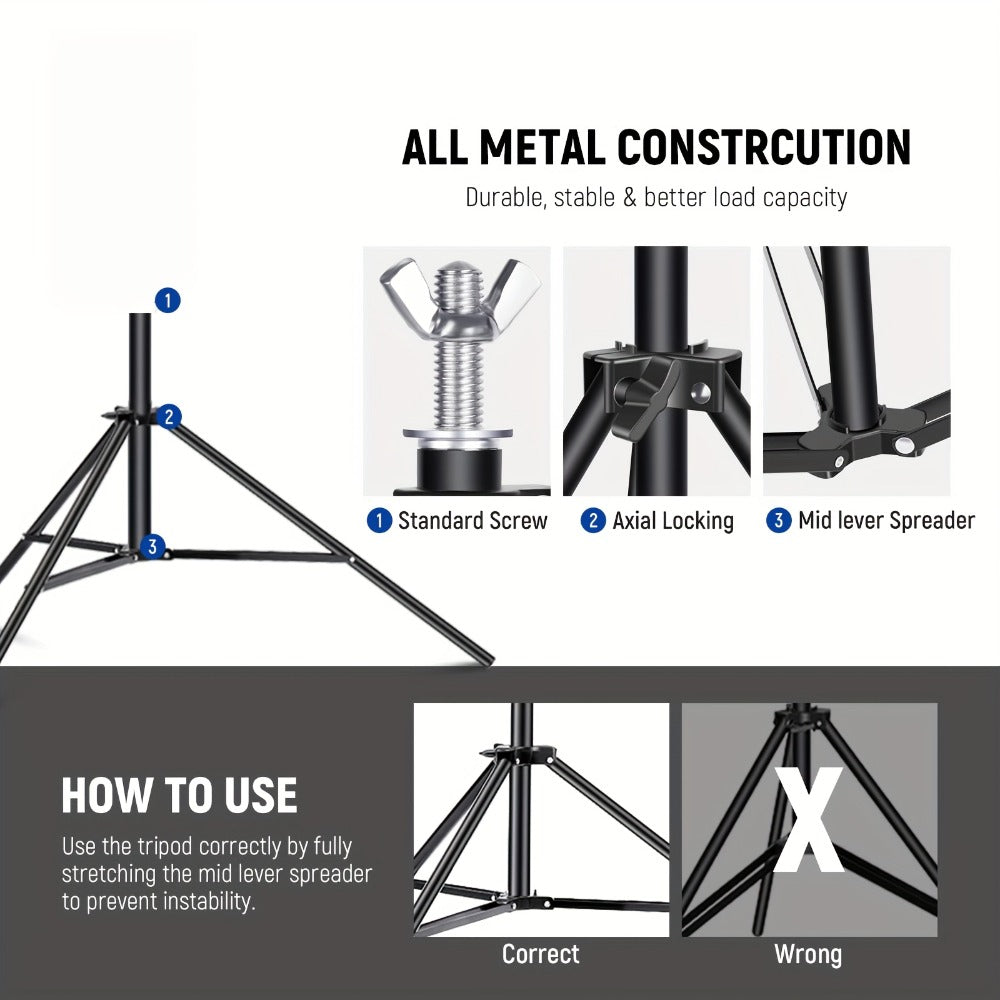 Backdrop Stand 9 x 6.5-Foot Adjustable Tripod Frame with Interlocking Crossbars and Backdrop Clips