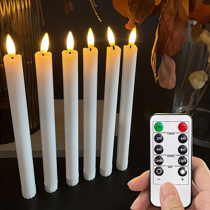 Flameless Taper Candles with Remote 6 Pack LED Flickering Battery Operated Electric Fake Window Candles 3D Black Wick for Dining Table