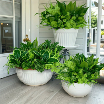 Nine-Piece Artificial Greenery Stem Set with Mixed Leaf Shapes for Indoor or Outdoor Planters and Decor