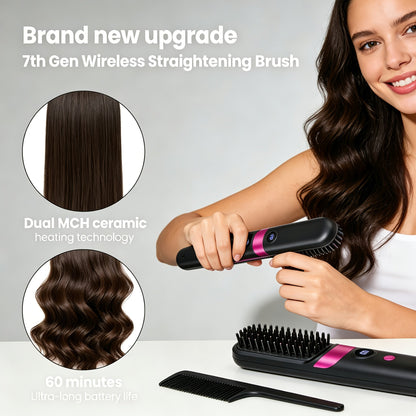 Cordless Hair Straightening Brush Family with 2000mAh or 3600mAh Labels and Four Accessory Set Options