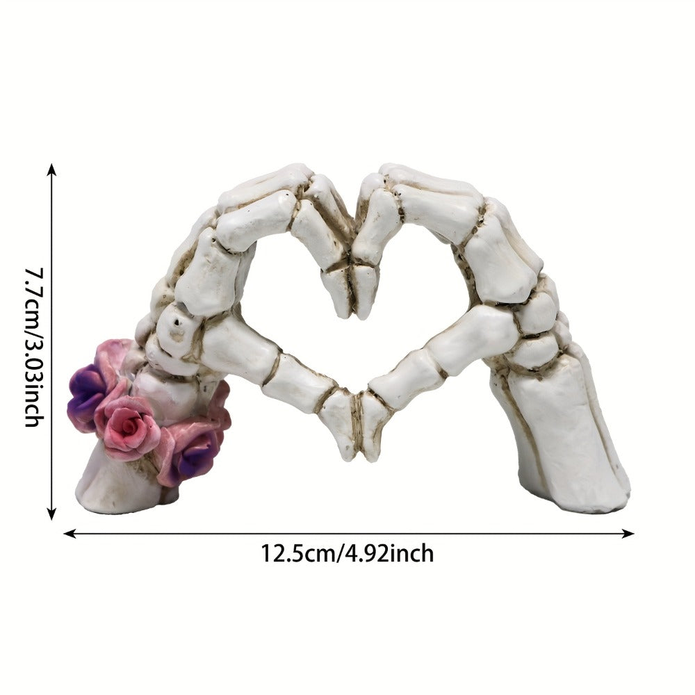 Skull Heart Hand Resin Statue – Gothic Desktop Decoration Modern Art Sculpture for Home Decor, Halloween Decor