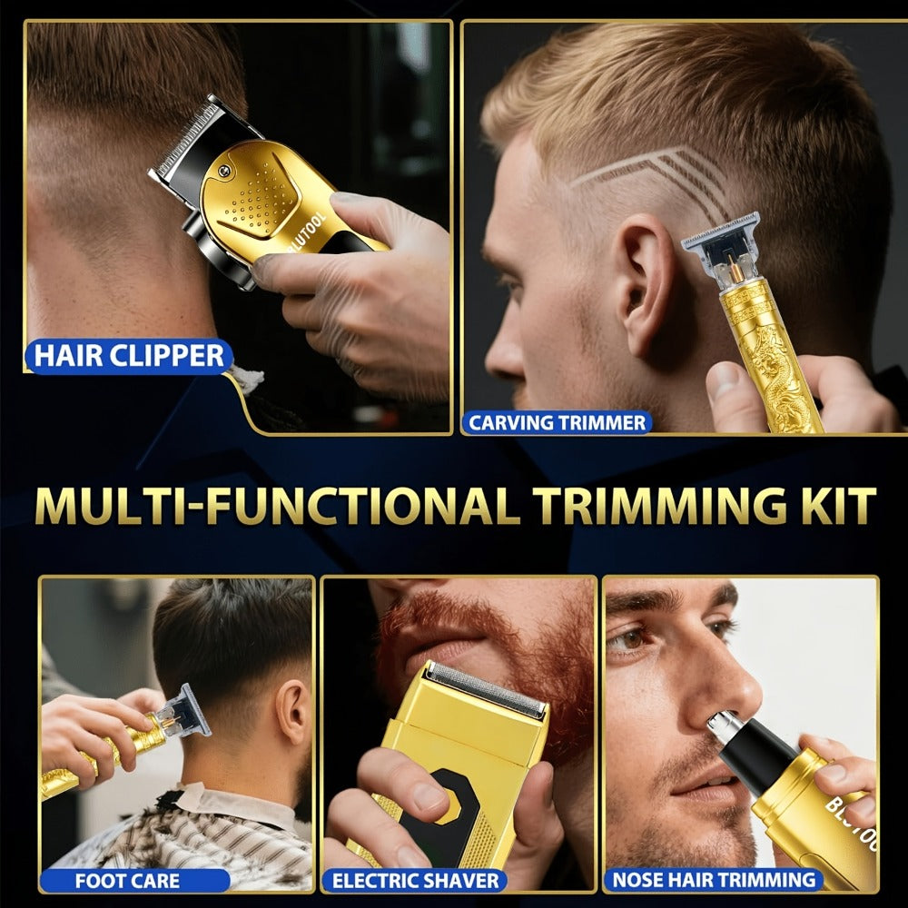 Men's Grooming Set 2 or 4 Piece - Cordless Electric Hair Clipper, T-Shaped Beard Trimmer, Nose Hair Trimmer & Electric Shaver