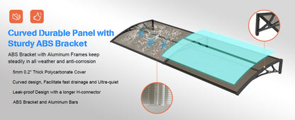 Window Awning Door Canopy Polycarbonate Overhang, UPF 50+ UV & Rain Protection, Leak-Proof Hollow Sheet