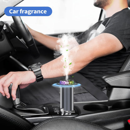 3-in-1 Car Charger Starlight Projector & Aroma Diffuser USB-C Port 2.6ft Retractable Cable Fast Charging Car Phone Charger with Blue Red