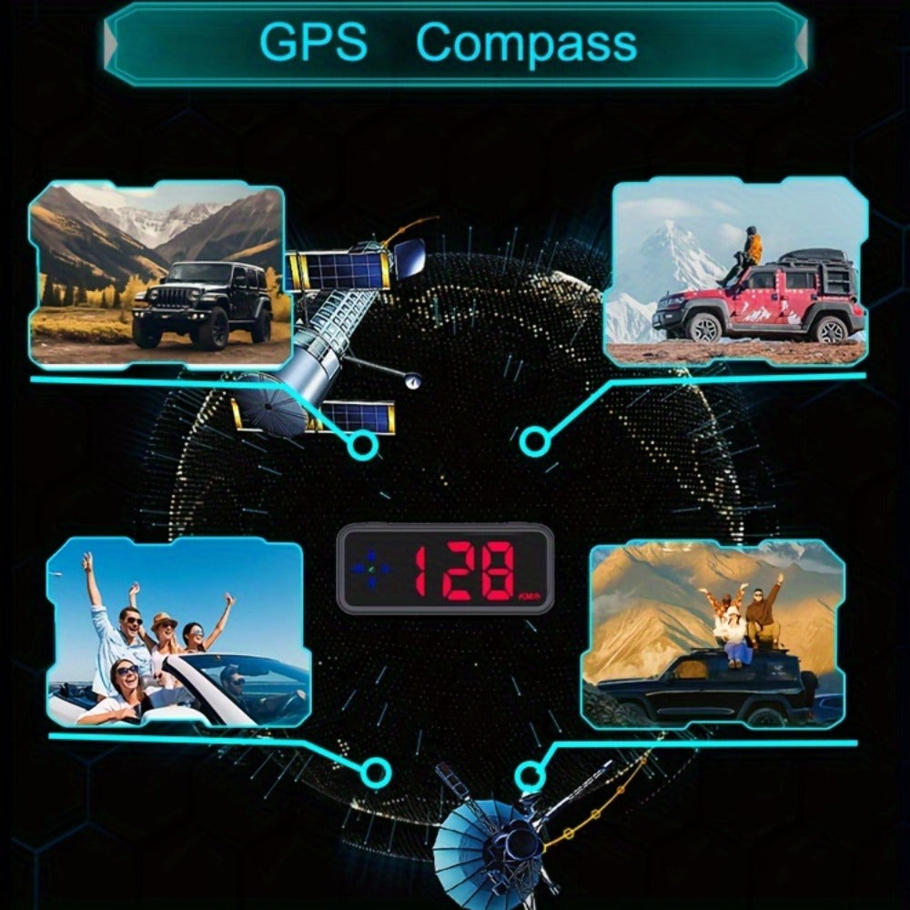 GPS HUD Speedometer Head Up Display – Digital Car Speed Meter Plug & Play, KMH MPH Switch, Multi-Color Display for All Vehicles
