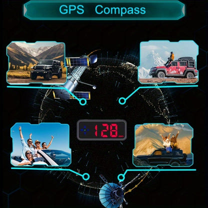 GPS HUD Speedometer Head Up Display – Digital Car Speed Meter Plug & Play, KMH MPH Switch, Multi-Color Display for All Vehicles