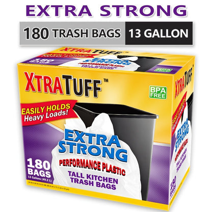 13-Gallon Black or Clear Trash Bags with Standard or Drawstring Styles in 44 to 360-Count Packs