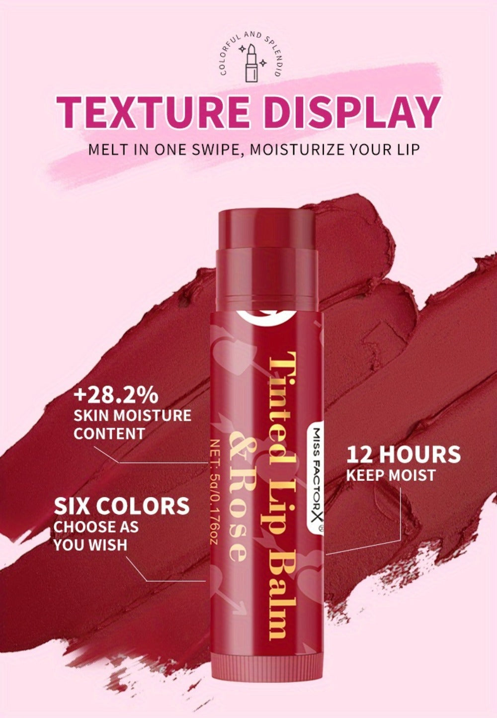 MISS FACTOR 30-Piece Tinted Lip Balm Set with Capped Tubes Organized into Six Color Groups
