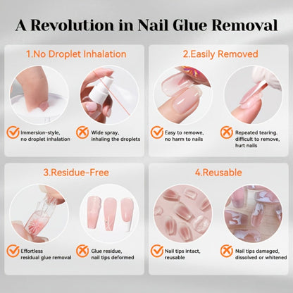 Press On Nail Debonder Remover 80ml – Fast 3-5 Second Soak-Off Liquid for False Tips, Rhinestone Glue Remover, No Damage Easy Dissolve