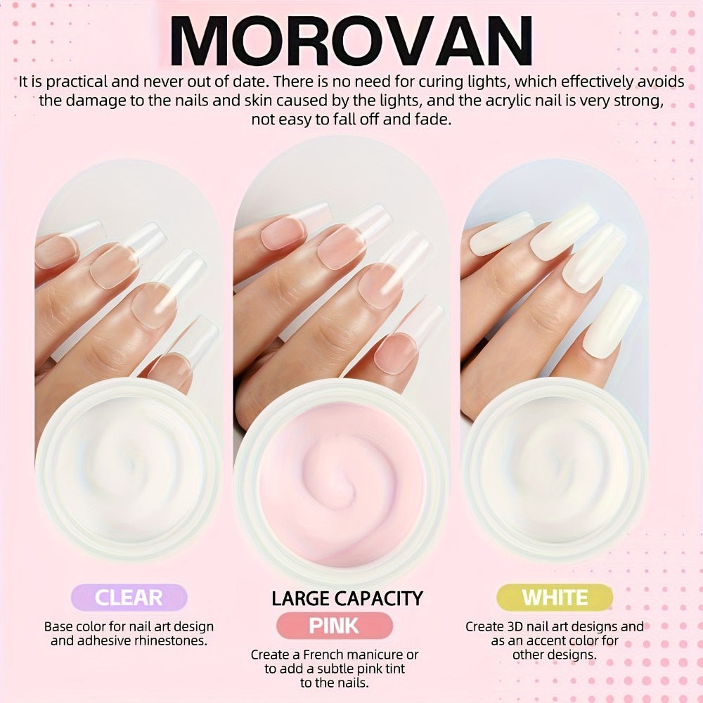 Acrylic Nail Kit MOROVAN with Lamp, 12 Glitter Colors, Three Powders, Nail Tips, Files and Manicure Tools