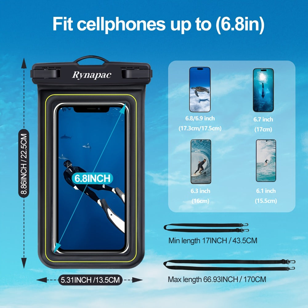 Buoyant Phone Dry Bag 2 Pack for iPhone 16 15 14 13 12 11 Pro Max Samsung Galaxy for Camping, Travel and Outdoor Use