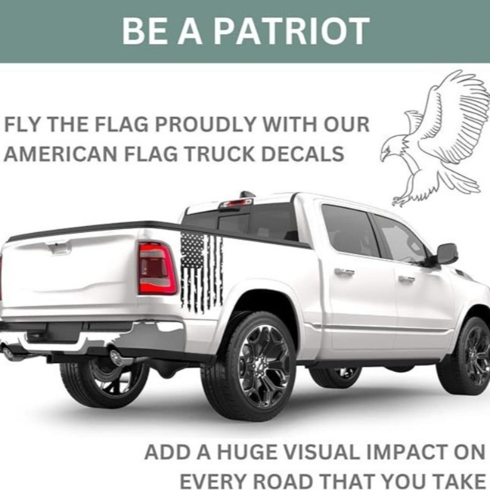 We the People 1776 Flag Vinyl Decal Pair in Black, Red or White for Tailgates and Vehicle Windows