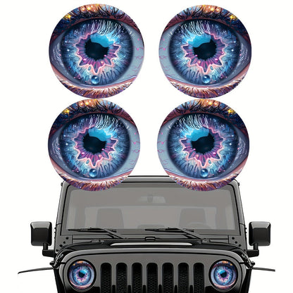 3D Beast Eye Headlight Stickers – Funny Car Headlight Decals for Jeep Round Headlights, Truck Body, Bumper & Window Decoration
