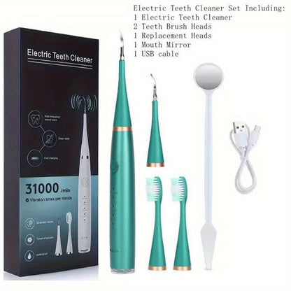 Electric Teeth Cleaner Kit USB Rechargeable, 5 Cleaning Modes Dental Scaler Plaque Tartar Remover Gum Health