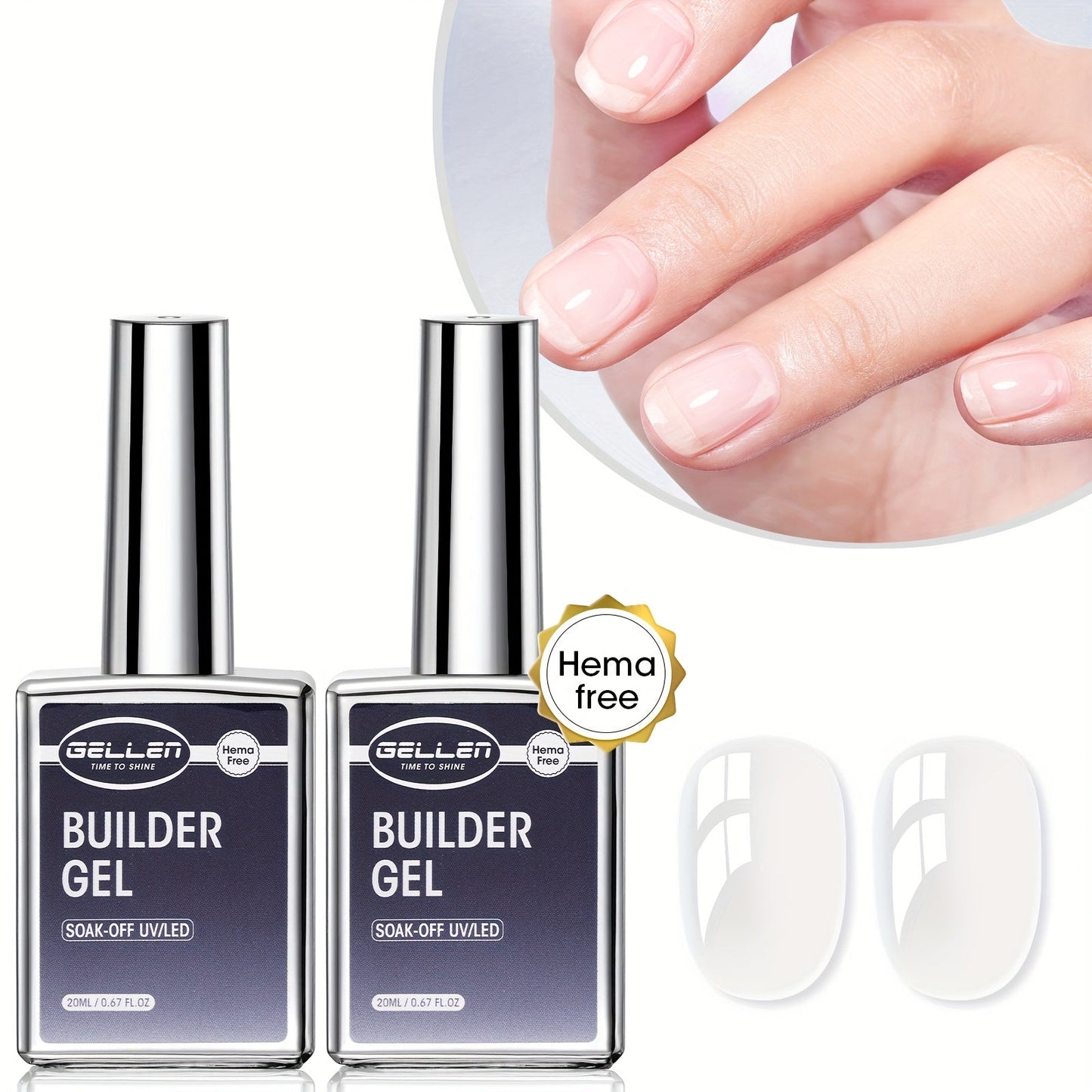 Clear Builder Gel HEMA-Free 5-in-1 2pcs 1.35oz – Nail Extension Strengthener Apex Construction Art Sealing & Repair | Soak-Off UV LED 28+