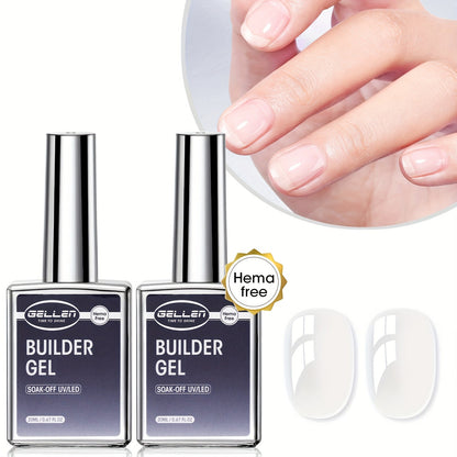 Clear Builder Gel HEMA-Free 5-in-1 2pcs 1.35oz – Nail Extension Strengthener Apex Construction Art Sealing & Repair | Soak-Off UV LED 28+