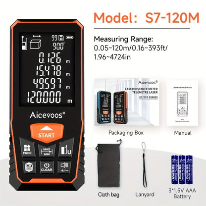Digital Laser Rangefinder 50M 70M 100M 120M Laser Distance Meter Tape Measure Range Finder for Construction DIY Outdoor Contractor Gift