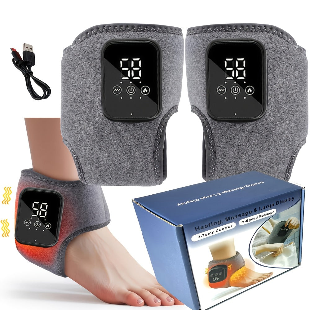 Heated Ankle Wrap Massager with Five Heat Levels, Three Vibration Modes and One- or Two-Piece Options