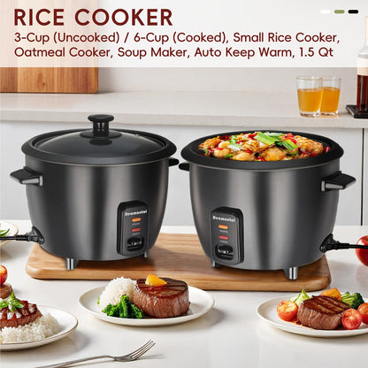 Rice Cooker & Yogurt Maker 1.5Qt, 6-Cup Non-Stick Electric Rice Cooker with Auto Keep, One-Touch