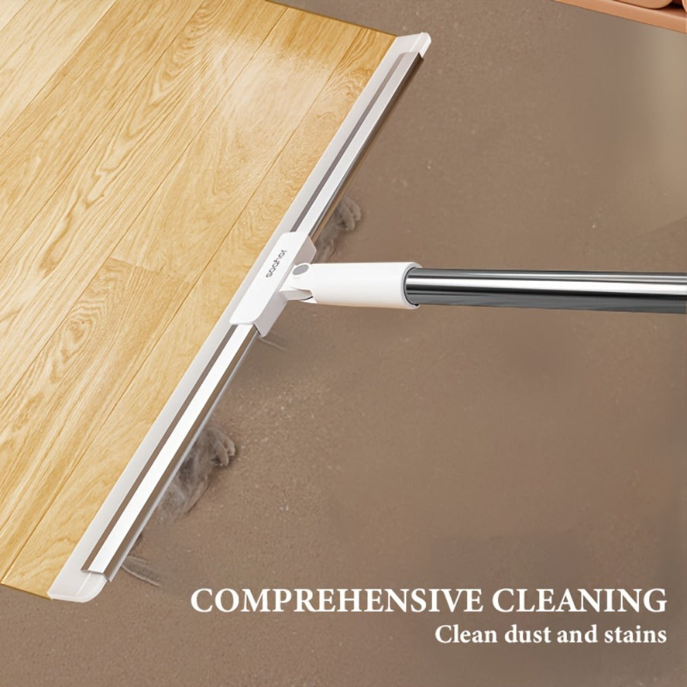 Silicone Squeegee Broom with Detachable Rotatable Head Long Stainless Steel Handle Floor for Entryways, Bedrooms and Living Spaces