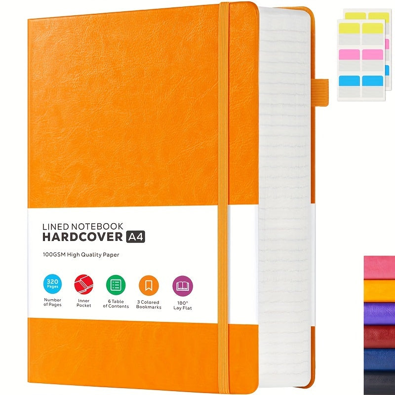 A4 Hardcover Lined Journal Notebook 320 Pages, Faux Leather College Ruled Notebook with 100GSM Thick Pages