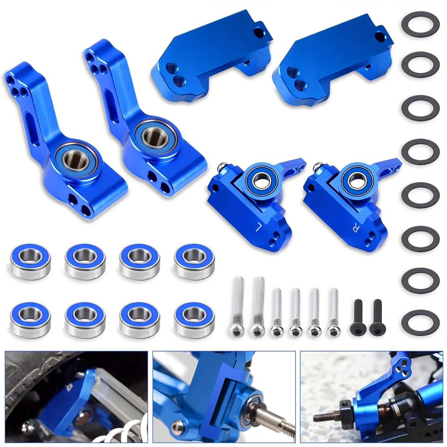 Aluminum Front Steering Caster Block Set for Traxxas Slash 2WD Stampede Rustler RC Car Upgrade Kit Replaces #3632 #3736 #3752 with Stub Axle